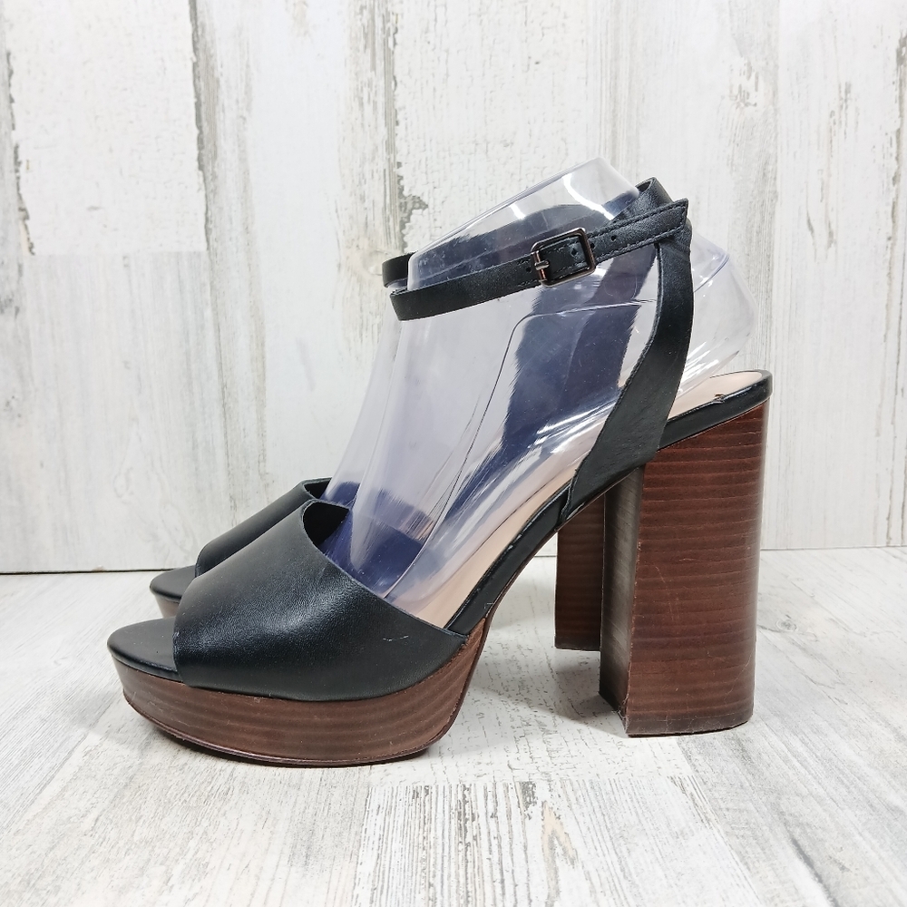 Bleecker & Bond Black Brown Sienna Platform Block Heel Sandals #560 - Picture 1 of 14